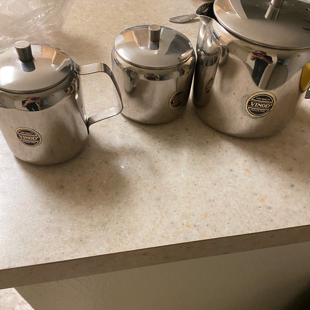 Brand New VINOD High Quality Stainless Steel 3 Piece Tea/Milk/Sugar Set